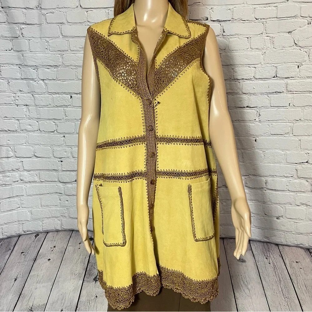 New Free People Adeline Goat Leather Mini Dress Vest Size M